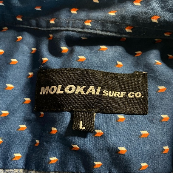 Molokai Surf Mens L LARGE Button Down Shirt Hawaiian Beach GEOMETRIC Party Fun - Picture 5 of 8